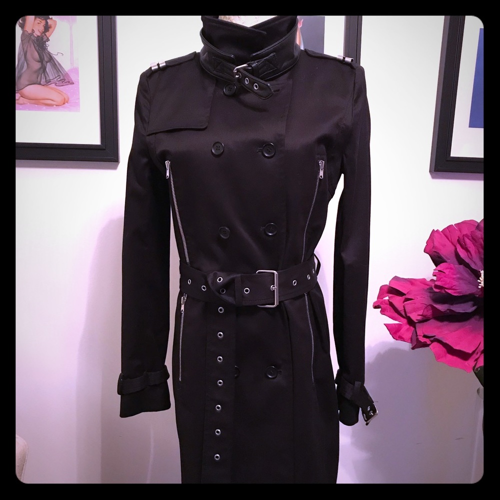 The Kooples NWOT Belted Black Trench Size 38/M